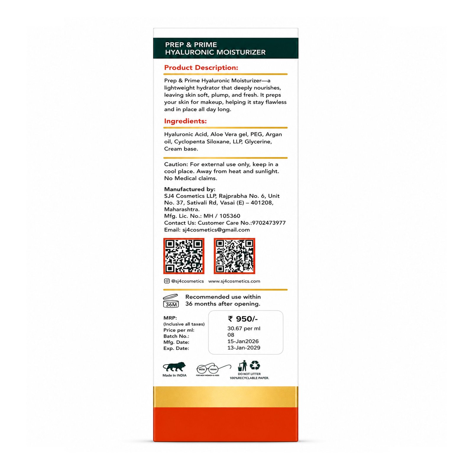 PREP & PRIME HYALURONIC MOISTURIZER (30 ml) - Image 2